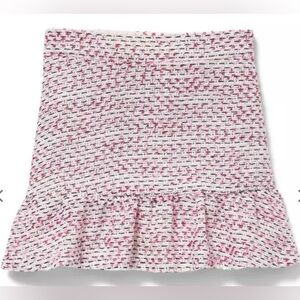 Janie and Jack Pink and White Boucle ruffle hem skirt